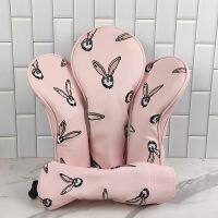 Pink rabbit Ears Golf Club Headcovers For Driver Fairway Wood Hybrids Putter Covers waterproof PU Leather Protector Cover