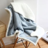 Casual Flannel Blanket Thick Shawl Nap Blanket Double Warm Knee Cover Soft Winter Office Solid Color Sofa Blankets Throw