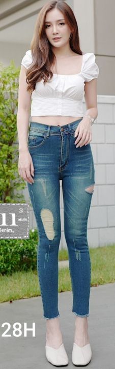 ถูกที่สุด-2511-vintage-denim-jeans-by-araya-กางเกงยีนส์ผญ-กางเกงยีนส์-ผญ-กางเกงยีนส์-เอวสูง-กางเกงยีนส์ยืด-ผ้าซาร่าสะกิดขาดแบบเก๋ไม่ซ้ำใคร