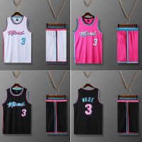 เสื้อคุณภาพสูง NBA Miami Heat City Edition Jersey 3 WADE Basketball Jersey Tops Shorts ชุดบาสเกตบอล เสื้อบาสเก็ Set