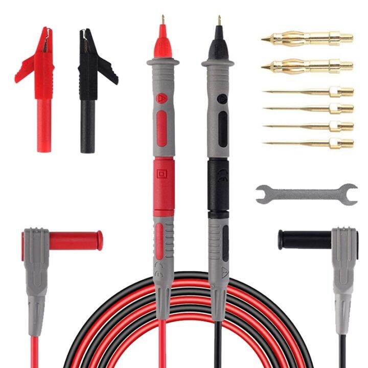 15Pcs Multimeter Test Extension Cord Probes Needle Lead Set Threaded