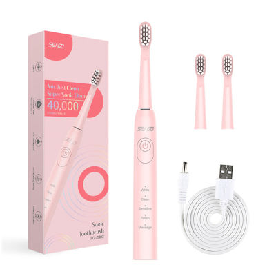 Seago Sonic Electric Toothbrush SG-E72303 Adult Timer Brush 5 Mode USB Charger Rechargeable Tooth Brushes Replacement Heads Set