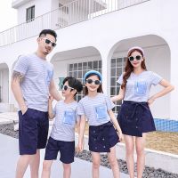 Family Matching Clothes Summer Mother Daughter Father Son T-shirt &amp;Shorts Family Look Holiday Seaside Beach Couple Outfits