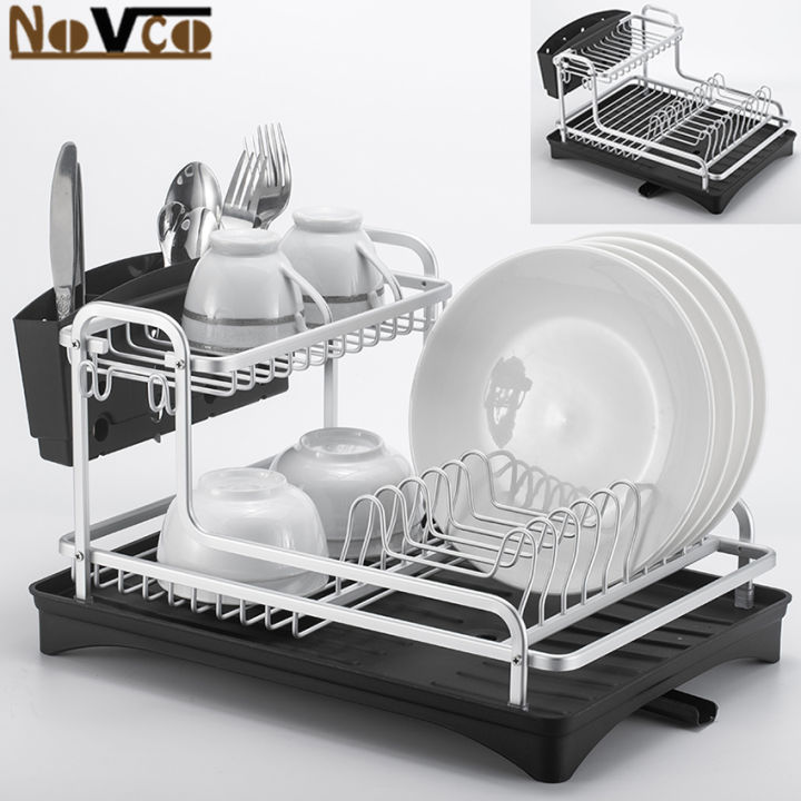 Dish Drying Rack, Aluminum Rust Proof Dish Rack with Swivel Spout Drying  Tray, Removable Cutlery Holder for Kitchen Counter 