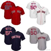 2023 New High Quality MLB Boston Red Sox Baseball Jersey Shirt No.50 Mookie Betts Classic Cardigan Jersey Casual Sport เสื้อผ้าผู้ชาย เสื้อบอล เสื้อขาวผู้ชาย