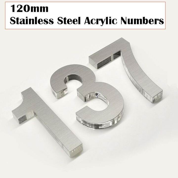 3d-คริสตัลอะคริลิค120สเตนเลสสตีลหมายเลขบ้านแผ่นเครื่องหมายที่อยู่อุปกรณ์ตกแต่งสวนสำหรับสนามบ้านสำหรับตู้จดหมาย