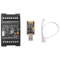 FX1N-14MT PLC Industrial Control Board Replacement Accessories Case+USB-TTL Cable PLC Module Analog Input/Output with Guide Rail