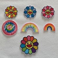 Rainbow Iron On Patches For Clothing Stickers Sun Flower Badges Embroidery Patches On Clothes Thermoadhesive Stripe