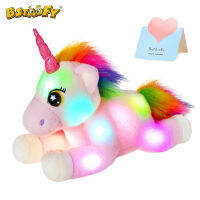 Bstaofy Light-Up Unicorn ตุ๊กตาสัตว์เรืองแสงของเล่นตุ๊กตา Rainbow Mane และหางของขวัญเด็กผู้หญิงวันเกิด Gift