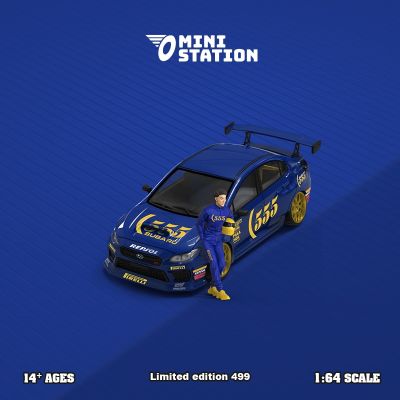 **Pre-Order** Mini Station 1:64 WRX Sti Rally 555 Livery Blue Diecast Model Car