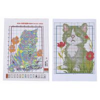 2Pcs New Releases Cross Stitch Kits Patterns Embroidery Kit - Cat and Poppy 14CT 21x29cm &amp; 17x21cm