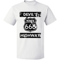 Logo Devil Highway Route 666 Biker Classic T-Shirt Free Shipping Size S-3Xl T Shirt Casual Men Clothing Summer Style Unisex Tees S-4XL-5XL-6XL