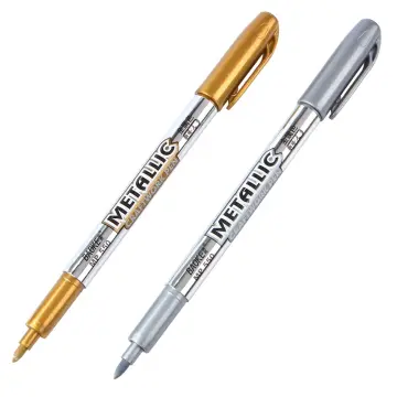 2Pcs DIY Metal Colorful Paint Marker Pens Sharpie Gold and Silver 1.5mm  Student Supplies Craftwork Pen Art Painting