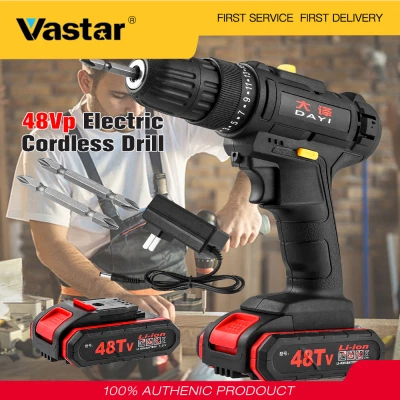 Vastar สว่านไขควงไฟฟ้า48Vf,สว่านไฟฟ้าอเนกประสงค์แบบชาร์จได้ไร้สายพร้อมอุปกรณ์สว่านแบตเตอรี่ลิเธียม