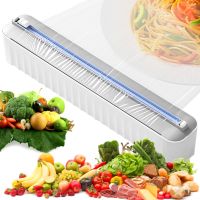 Magnetic Food Wrap Dispenser with Cutter Waterproof Refillable Cling Film Dispenser Easy to Clean Reusable Plastic Wrap Aluminum