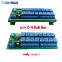 DC 12V 16 ช่อง RS485 โมดูลรีเลย์ Modbus RTU Protocol รีโมทคอนโทรล PLC Expansion Board แผงวงจรพร้อมกล่องราง DIN