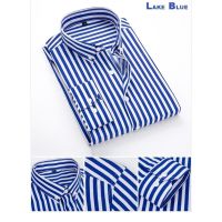 Fashion Mens Business Casual Striped Shirts Slim Fit Long Sleeve Dress Shirt
