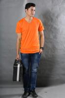 t-shirt export เสื้อยืดแฟชั่น ผู้ชาย T-Shirt คอวี สีส้ม