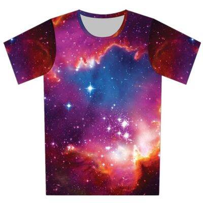 Joyonly 2018 Children Girls Boys Galaxy Space Star Paint Print T shirts Baby Fashion T-shirts Kids Short Sleeve Colorful Clothes