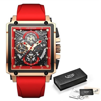 นาฬิกาผู้ชาย 2022 นาฬิกาผู้ชายใหม่ Square Multifunction Chronograph 30M Waterproof Watch