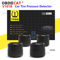 OBDIICAT V101B สำหรับ IOS ศัพท์ Android เซ็นเซอร์ความดันลมยาง TPMS บลูทูธ4.0สากลเซ็นเซอร์ความดันลมยางภายนอก