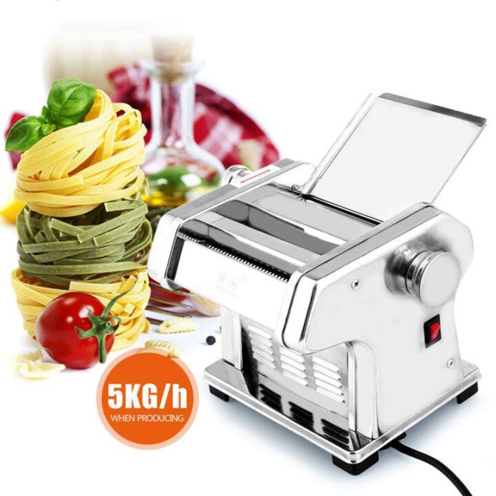 Electric Pasta Maker, Household Noodle Making Machine Dough Spaghetti  Roller Pressing Machine with 2.5mm Noodle Cutter, Stainless Steel, 135W  5Kg/H