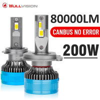 Bullvision 200W 80000LM Canbus ไฟหน้ารถ LED H4 H7 หลอดไฟ LED H1 H8 H9 H11 9005 HB3 9006 HB4 9012 HIR2 LED หมอกอัตโนมัติ 12V-dliqnzmdjasfg