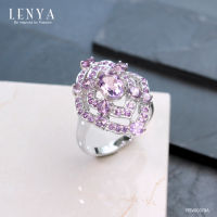 Lenya Jewelry แหวนเงินแท้ 925 ประดับพลอย Amethyst อเมทิสต์ อัญมณีของผู้ที่เกิดเดือนกุมภาพันธ์