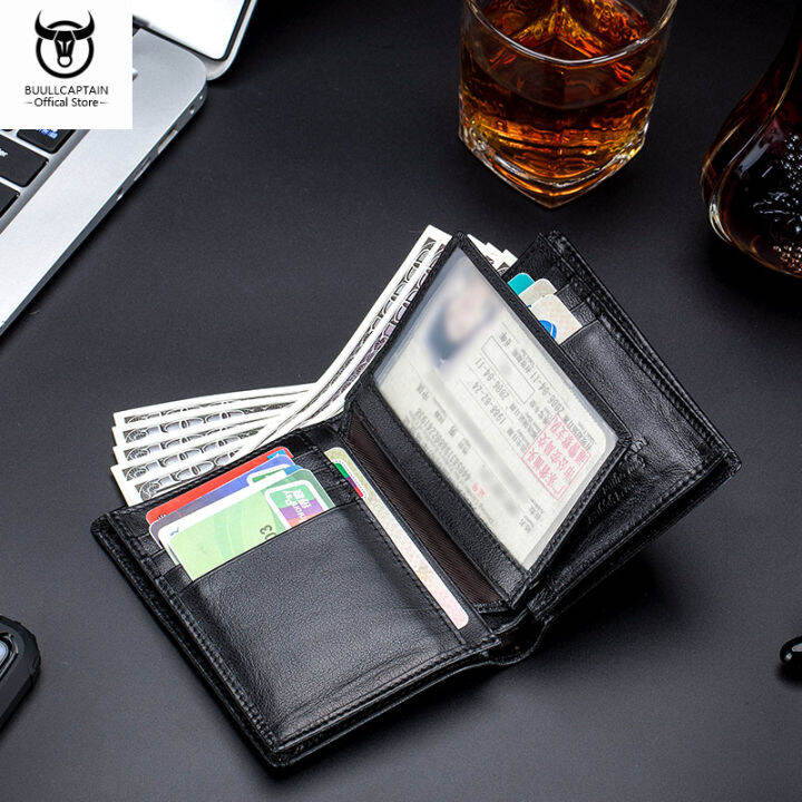 top-bullcaptain-casual-business-card-holder-rfid-anti-theft-brush-wallet-men