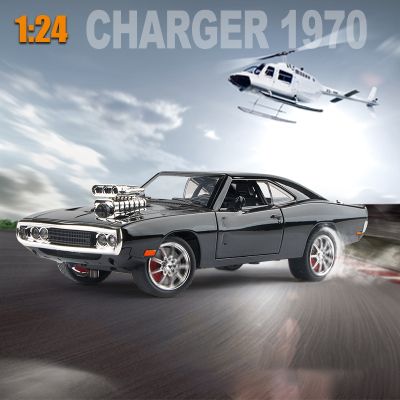1/24 Charger 1970 American Super Muscle Car Simulation Sound &amp; Light Vehicle Alloy Diecast Model Toys Christmas Gifts For Kids