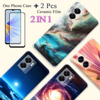 เคสแบบ2 IN 1สำหรับ OPPO A77 5G พร้อมฟิล์มกันรอยกันกระแทกโค้งป้องกันหน้าจอเซรามิก