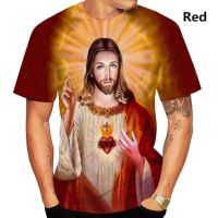 Mens and Womens 3D Printing, Informal Short Sleeved Shirt with Jesus Cross and Love, Fashionable, Summer Novelty T-shirt