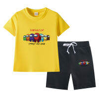 AMONG-US Boys Girls Cotton Casual New 2pcs Kids Shorts Summer Short Sleeve Tshirt Thin