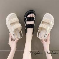 Kingdom_Fashion ้องเท้าผูหญิง รองเท้าแตะลิ่ม รองเท้าแตะเสริมส้นผู้หญิง รองเท้ารัดส้น สะดวกสบาย อ่อนนุ่ม ความหนาพื้นรองเท้า 2023 ใหม่ 36Z230907