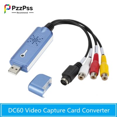 PzzPss USB 2.0 Video Audio Capture Card Adapter Portable VHS DC60 DVD Video Capture Card Converter TV Tuner for Computer Win7 Adapters Cables