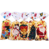 50Pcs Christmas Candy Cookie Bag Snowflake Santa Claus Xmas Gift Packaging Pouch 2023 Christmas Party Decor New Year Kids Favors