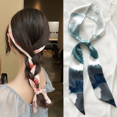 【CC】۞◎  Print Silk Hairband for Ladies Bandana Neck Tie Headband Scarf/scarves Hair Accessories 2022