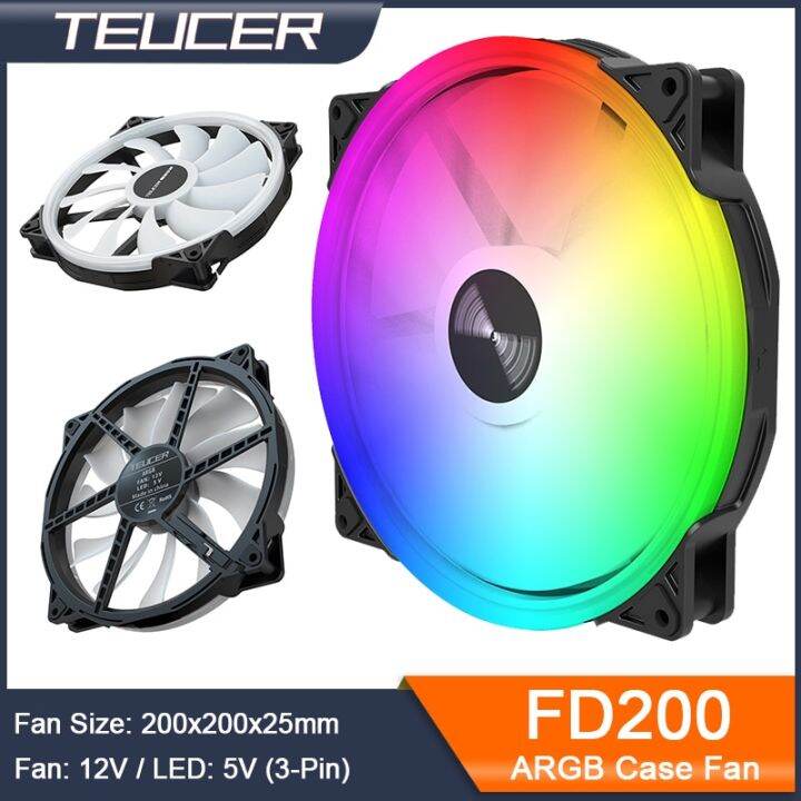 TEUCER FD200 200Mm ARGB Computer Case Fan 5V 3PIN LED Cooling Fans