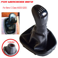 เกียร์ Shift Stick Knob Shifter 5 6ความเร็วสำหรับ Benz C Class W203 S203หนังสีดำ Gaitor Boot Cover