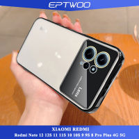 EPTWOO เคสหน้าต่างขนาดใหญ่เคลือบอิเล็คโทรเพลทสำหรับ Xiaomi Redmi Note 12 12S 11 11S 10 10S 9 9S 8 Pro Plus 4G 5G เคสโทรศัพท์พร้อมเลนส์เต็มรูปแบบป้องกันกล้อง TPU เนื้อนิ่มโปร่งใสใสกันกระแทก MM-07