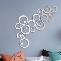 24 Rings Acrylic Stereo Mirror Wall Stickers Background Circle Home Decoration DIY