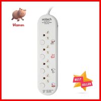 รางปลั๊กไฟ 4 ช่อง 4 สวิตช์ ANITECH SNP-H3434-RD 10 แอมป์ 3 เมตร สีขาวPOWER STRIP ANITECH SNP-H3434-RD 4-OUTLET 4-SWITCH 10A 3M WHITE **ด่วน สินค้าเหลือไม่เยอะ**