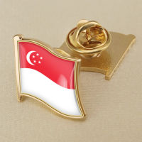 Singapore Singapore Flag Crystal Drop Rubber Badge Brooch Flag Brooch of All Countries in the World All-metal Brooch Copper Brooch Collection