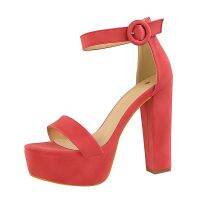 Bigtree Heels 13.5cm Chunky Heel Waterproof Platform Thickness 4.5cm y Open Toe Belt Buckle Womens Shoes 1550-1