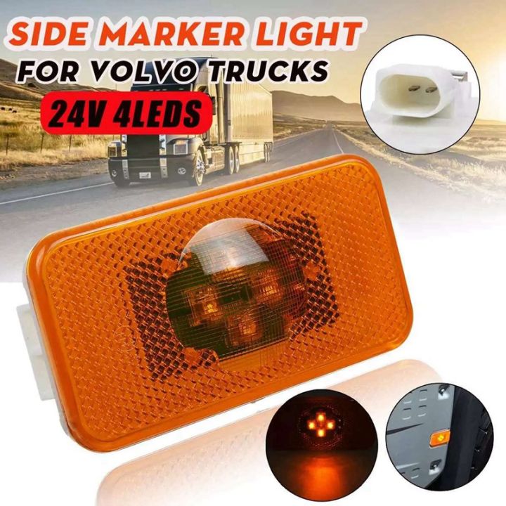 8x-24v-car-truck-led-side-marker-light-amber-indicator-lamp-4-led-for-volvo-trucks-fm-fh