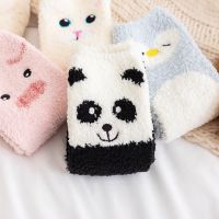 ☂ஐ  Lovely Cartoon Animals in Autumn and Winter Plush ThiCkened Warm Middle Tube Socks Cat pig panda Sleeping Socks Home Floor Socks