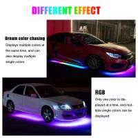 OKEEN ไฟแถบไฟ LED โคมไฟนีออนรถยนต์,ควบคุม RGB ไฟส่วนล่างตกแต่งโคมไฟสร้างบรรยากาศโดยรอบ