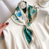 Luxury Print Satin Silk Neck Tie Scarf for Women Design Hair Bands Ribbon Headband Lady Kerchiecf Bandana Skinny Wrist Wraps2023