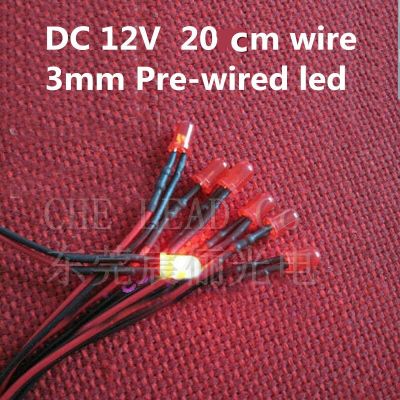 【Worth-Buy】 100ชิ้น Dc12v/24โวลต์สีแดงกระจายแบบมีสาย Led 3มิลลิเมตร Led กลม20มิลลิเมตรลวดชุบสังกะสีแบบมีชุดสัญญาณไฟ Led