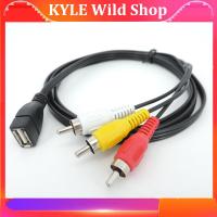 KYLE Wild Shop 5ft 1.5m USB A Female to 3 RCA male plug to usb AV Video connector Cable Lead converter PC TV Aux Audio adapter